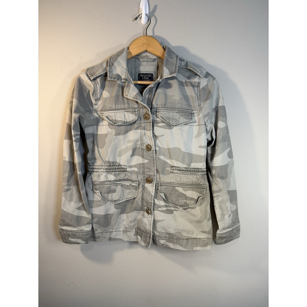 Abercrombie & Fitch Camo Camouflage‎ Jacket Coat Cotton S Broken Button